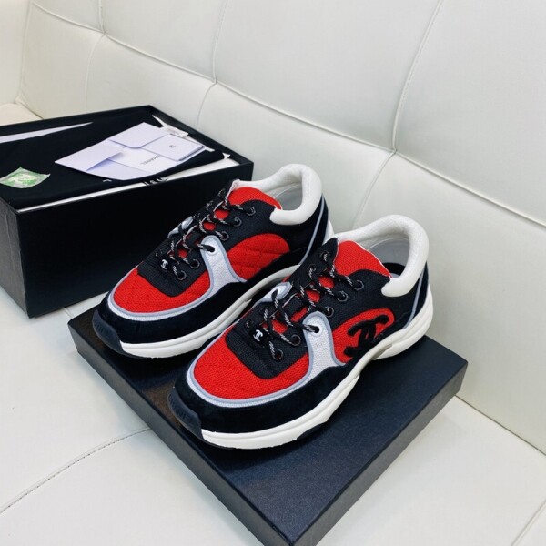 위핑,샤넬 CHANEL 봄맞이 콤비 통굽 운동화 아빠 신발 블랙레드