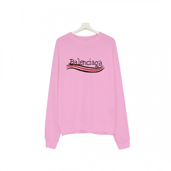 위핑,발렌시아가 BALENCIAGA 앞뒤 콜라 파도 로고 닳은 라운드 맨투맨 공용