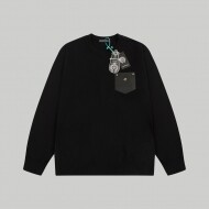 크롬 하츠 Chrome Hearts 포켓 메탈 로고 풀오버 라운드 니트 블랙