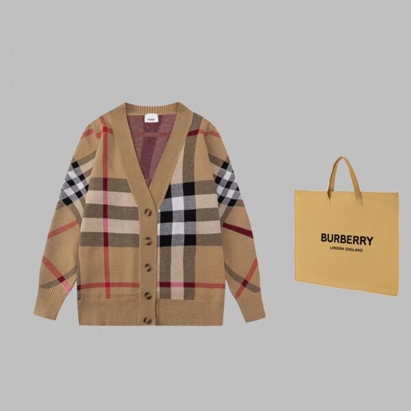 위핑,버버리 BURBERRY 클래식 체크 캐주얼 니트 카디건 남녀공용