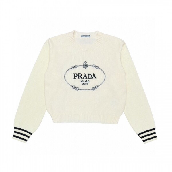 위핑,프라다 PRADA 자수 로고 캐주얼 라운드 니트