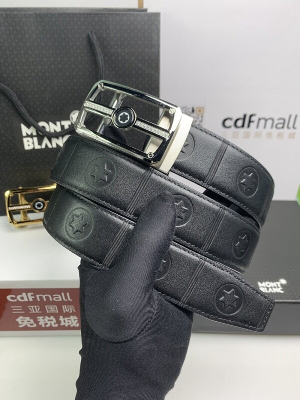위핑,몽블랑 MONT BLANC 로고 엠보 패션 비즈니스 자동벨트 남자 벨트 폭:3.4CM