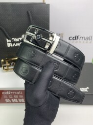 몽블랑 MONT BLANC 로고 엠보 패션 비즈니스 자동벨트 남자 벨트 폭:3.4CM