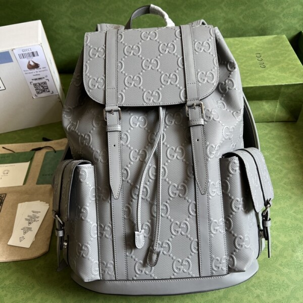 위핑,구찌 GUCCI 그레이 GG 프린트 엠보 레더 백팩 남녀공용 625770 34*41*12cm