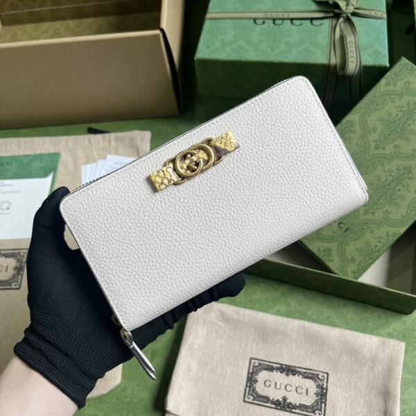 위핑,구찌 GUCCI 인터록 더블 G 파이톤 리본 지퍼 지갑 750458 19*10*3.5cm