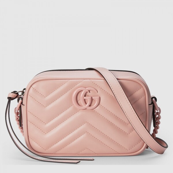 위핑,구찌 GUCCI 마몽드 라이트 핑크 퀼팅 V라인 더블 G패션 지퍼 크로스백 634936 12*18*6cm