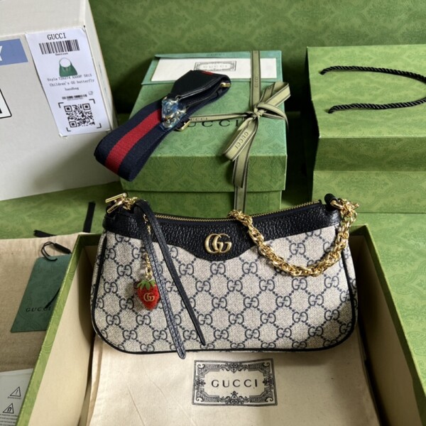 위핑,구찌 GUCCI Ophidia 컬렉션 클래식한 요소 딸기 참장식 앤티크 체인 숄더백 735132 25*15.5*6cm