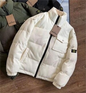 스톤아일랜드 Stone lsland 빈티지 카고 하이넥 징 니트 패치 패딩 코트