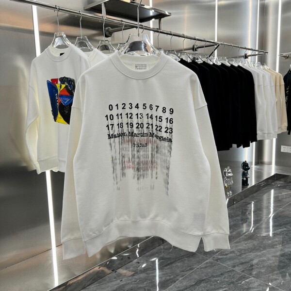 위핑,메종마르지엘라 Maison Margiela 알파벳 숫자 프린트 커플 캐주얼 라운드 맨투맨