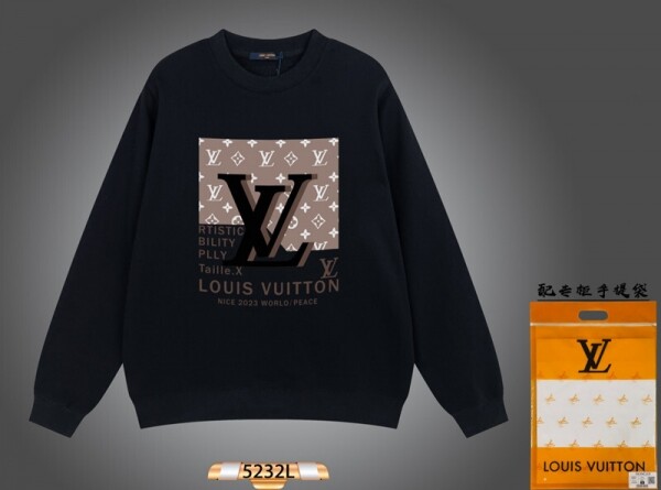 블링크,루이비통 louis vuitton 로고 프린트 커플 라운드 맨투맨 블랙
