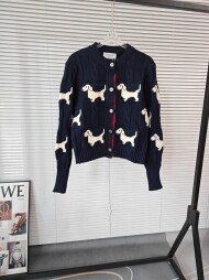톰브라운 Thom Browne 여성 쇼트 강아지 자카드 니트 카디건