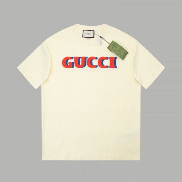 위핑,구찌 GUCCI 가슴 레터링 로고 타올 자수 반팔 티 유니