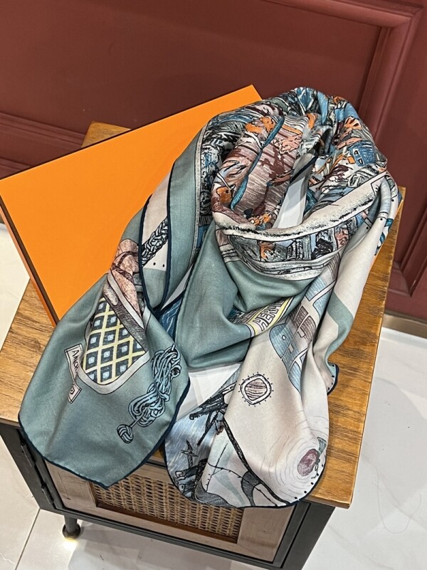 위핑,에르메스 Hermès 양면 디자인 빈티지 프린트 스카프 140*140cm