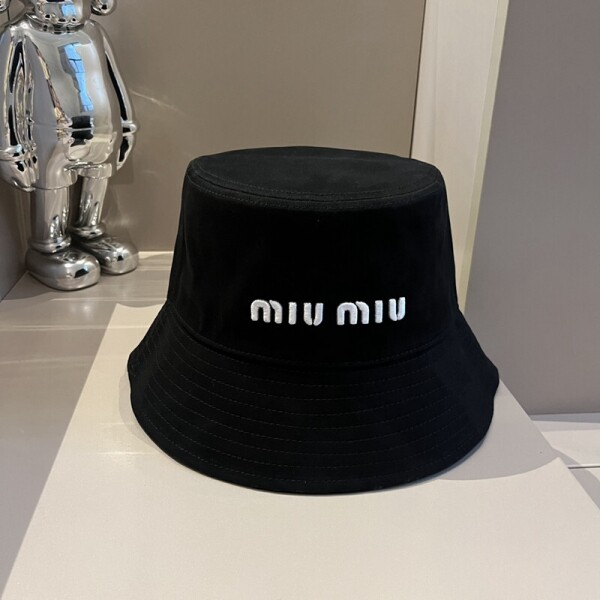 위핑,미우미우 MIU MIU 로고 자수 심플 캐주얼 버킷햇 남녀공용