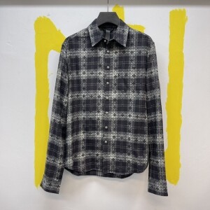 크롬하츠 Chrome Hearts 다크 크로스 실버 블랙 그레이 체크 셔츠 남녀 공용