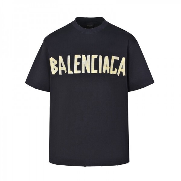 위핑,발렌시아가 BALENCIAGA 노란 테이프 로고 반팔 티 남녀 공용