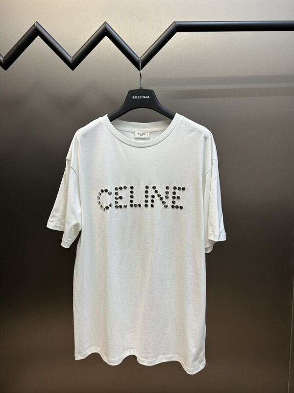 위핑,셀린느 CELINE 로고 찡 빈티지 캐주얼 반팔 티 남녀공용