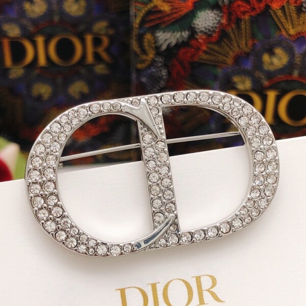 위핑,디올 DIOR 패션 cd 실버 큐빅 브로치