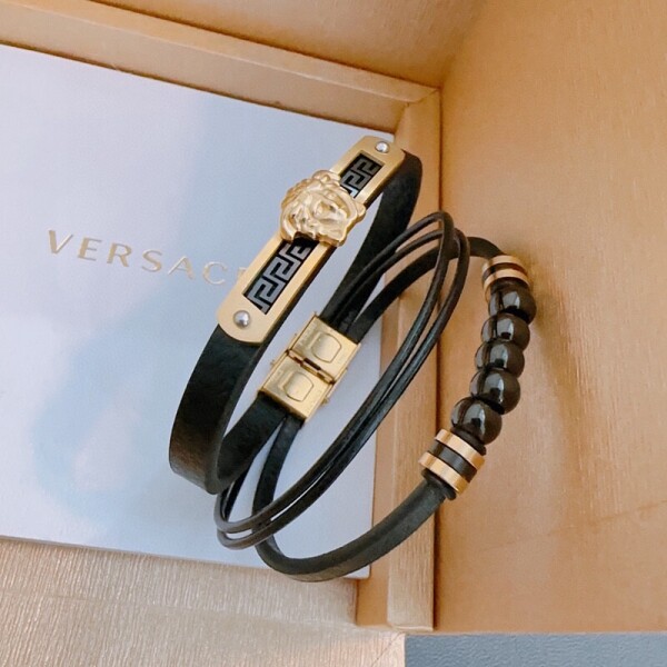 위핑,베르사체 Versace 로고 패셔너블 소가죽 팔찌 22cm