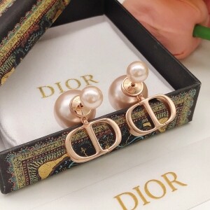 디올 DIOR 모던 펄 로즈 골드 드롭 CD 이어링