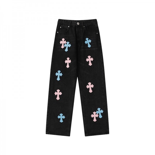 위핑,크롬하츠 Chrome Hearts 워싱 구제 커플 청바지