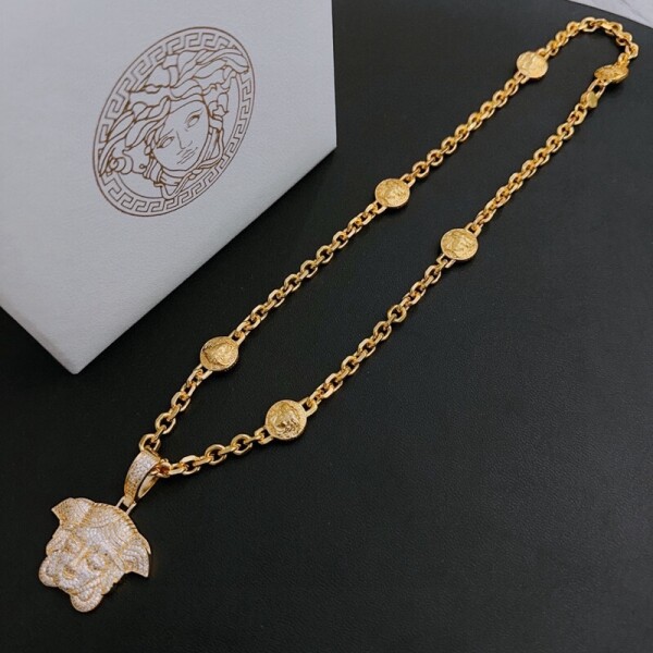 위핑,베르사체 Versace 메두사 프로필 패션 빈티지 목걸이 60cm