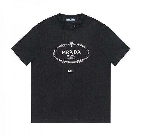 위핑,프라다 PRADA 클래식 로고 프린트 캐주얼 반팔 티 남녀 공용