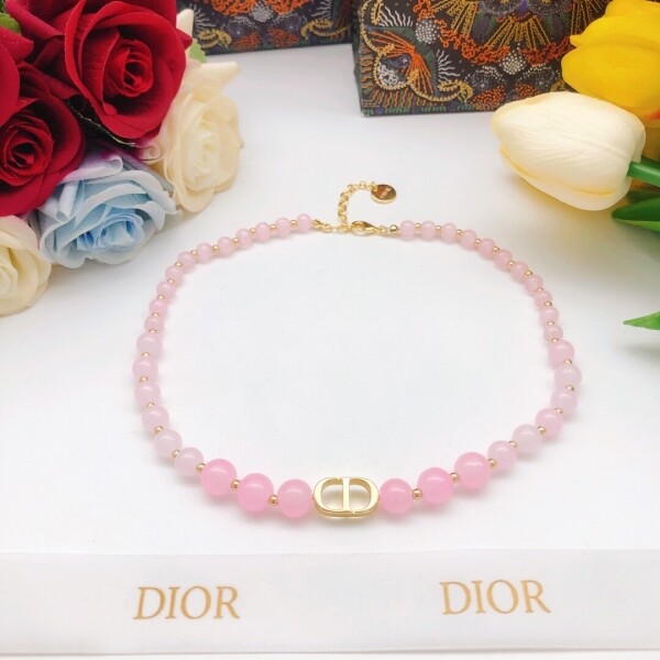 위핑,디올 DIOR 핑크 진주 목걸이