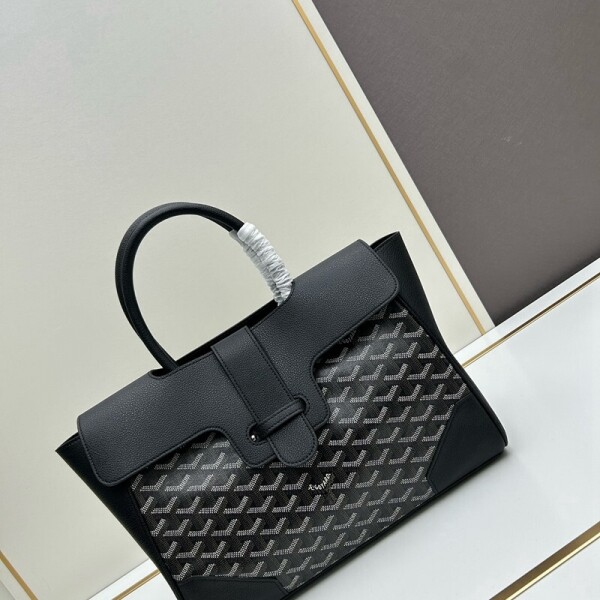 위핑,고야드 Goyard Saigon Tote 캔버스 쇼핑백 토트백 여성용 토트백 블랙 32x23x11CM