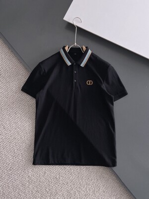 디올 Dior 새로운 패턴 자수 라펠 폴로 셔츠 블랙
