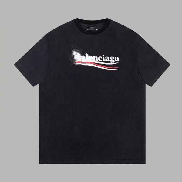 위핑,발렌시아가 Balenciaga 트렌디한 브랜드 편안한 통기성 티셔츠 블랙