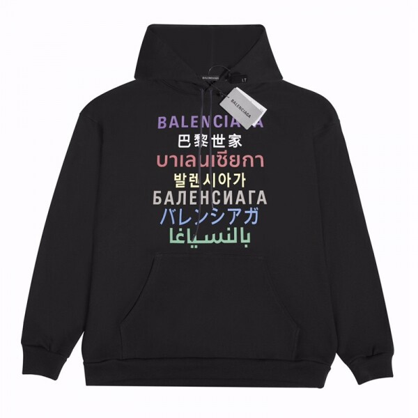 쇼플렉스,발렌시아가 BALENCIAGA 모던 프린트 블랙 후드 긴팔 맨투맨 남여 공용