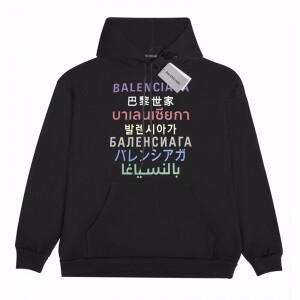 발렌시아가 BALENCIAGA 모던 프린트 블랙 후드 긴팔 맨투맨 남여 공용