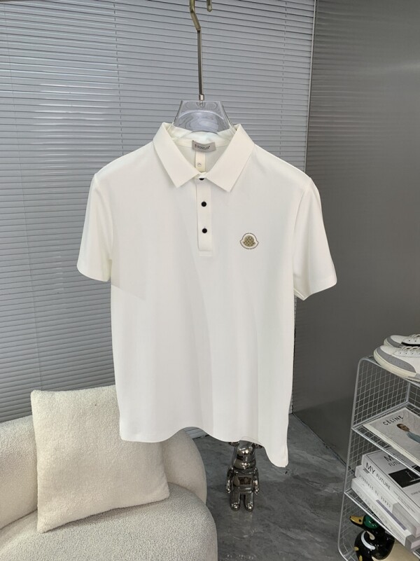 위핑,몽클레르 MONCLER 여름 편안한 통기성 폴로 셔츠 반소매 옷깃 화이트