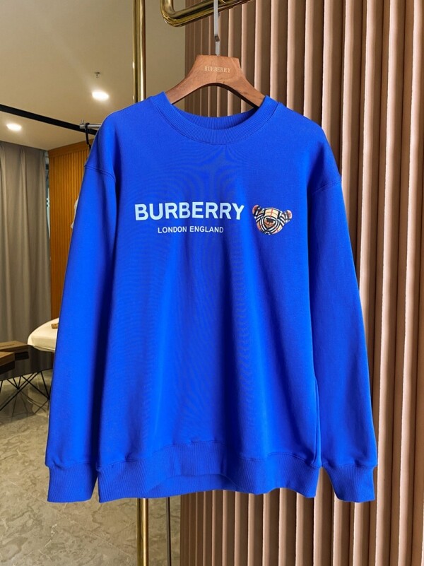 위핑,버버리 BURBERRY 곰돌이 로고 프린트 커플 긴팔 맨투맨 블루