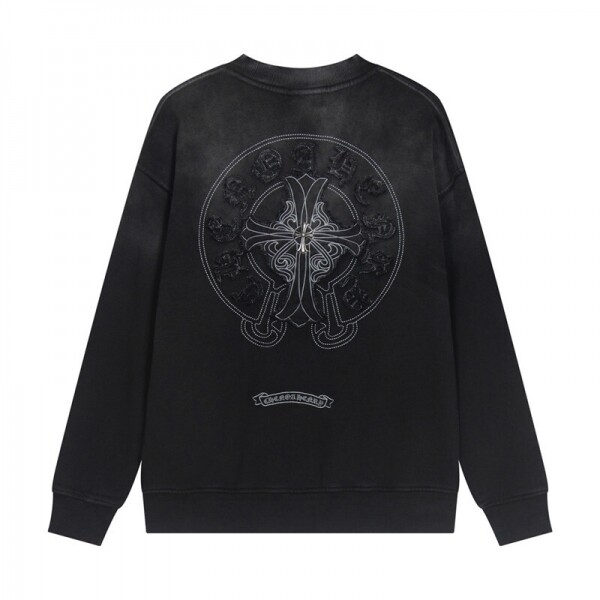위핑,크롬하츠 Chrome Hearts 모던 캐주얼 워싱 커플 라운드 맨투맨 블랙