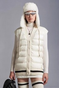 몽클레르 MONCLER 여자 스쿨 패치 니트 패딩 브이넥 베스트