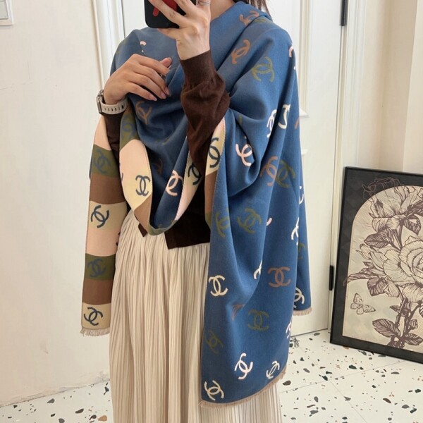 위핑,샤넬 CHANEL 모던 로고 빈티지 프린트 디자인 감각 캐주얼 머플러 65*180cm