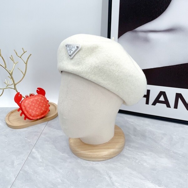 위핑,프라다 PRADA 클래식 삼각 로고 모직 빈티지 모직 베레모