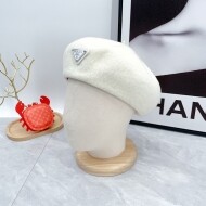프라다 PRADA 클래식 삼각 로고 모직 빈티지 모직 베레모