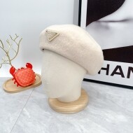 프라다 PRADA 클래식 삼각 로고 모직 빈티지 모직 베레모