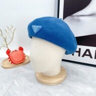 프라다 PRADA 클래식 삼각 로고 모직 빈티지 모직 베레모
