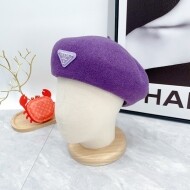 프라다 PRADA 클래식 삼각 로고 모직 빈티지 모직 베레모