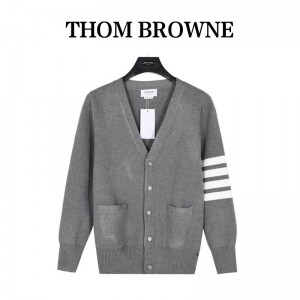 톰브라운 Thom Browne 클래식 네줄 스트라이프 짜임 다섯버튼 카디건 스웨터 남여공용
