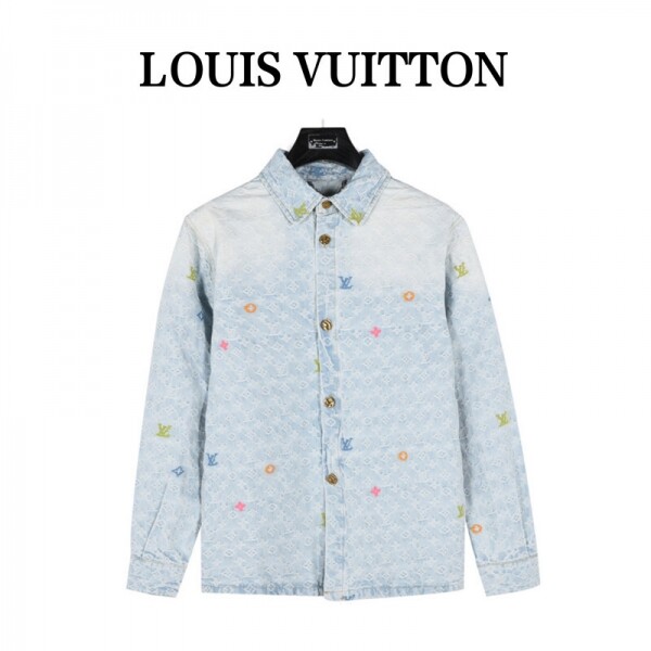 블링크,루이비통 louis vuitton 모던 로고 데님 야구 셔츠 남녀 공용