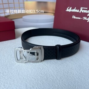 페라가모 Ferragamo 모던 엠보싱 남성 자동 벨트 3.5cm