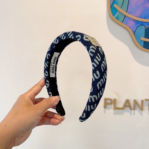 위핑,미우미우 MIU MIU 로고 모던 빈티지 캐주얼 머리띠