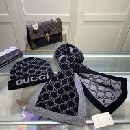 구찌 GUCCI 모던 빈티지 자카드 캐주얼 머플러 비니 투피스 남녀공용