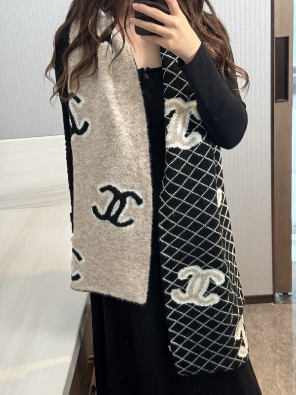 위핑,샤넬 CHANEL 로고 스타일리쉬 캐주얼 머플러 남여공용