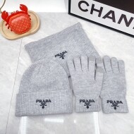 프라다 PRADA 모던클래식 가을겨울 워머 비니장갑 쓰리피스